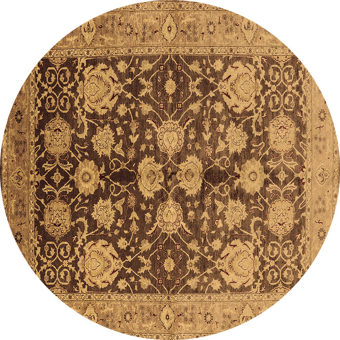 Round Oriental Brown Traditional Rug, urb2883brn
