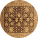 Round Oriental Brown Traditional Rug, urb2883brn