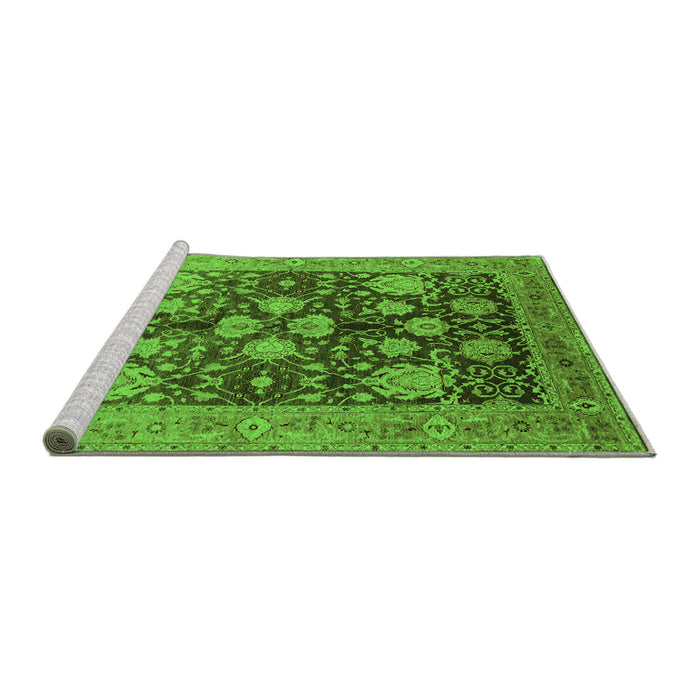 Sideview of Machine Washable Oriental Green Traditional Area Rugs, wshurb2883grn