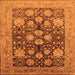 Square Machine Washable Oriental Orange Traditional Area Rugs, wshurb2883org