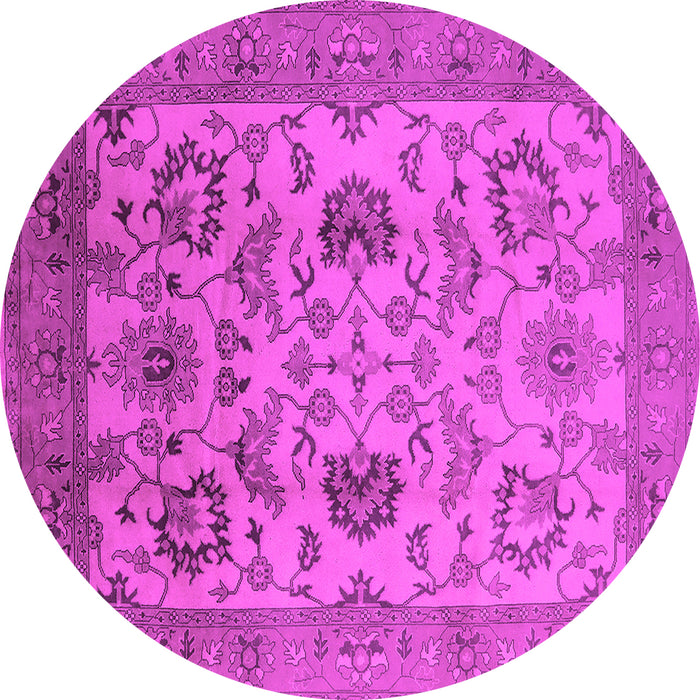 Round Machine Washable Oriental Pink Traditional Rug, wshurb2884pnk