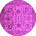 Round Machine Washable Oriental Pink Traditional Rug, wshurb2884pnk