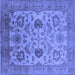 Square Machine Washable Oriental Blue Traditional Rug, wshurb2884blu