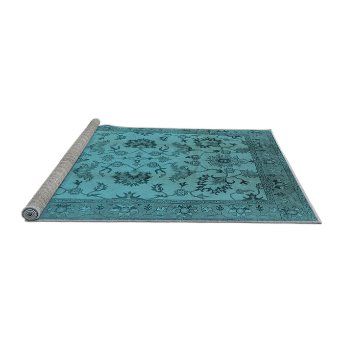 Sideview of Machine Washable Oriental Light Blue Traditional Rug, wshurb2884lblu