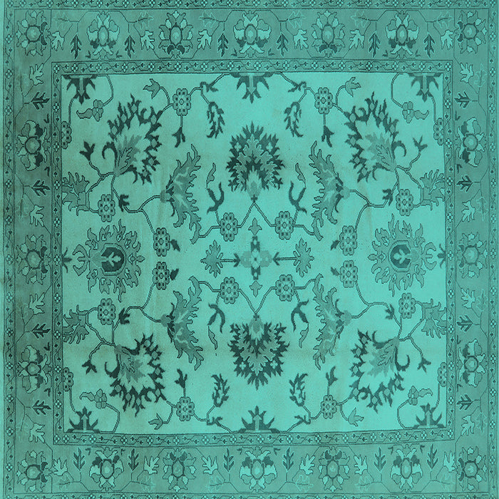 Square Oriental Turquoise Traditional Rug, urb2884turq