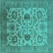 Square Oriental Turquoise Traditional Rug, urb2884turq