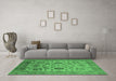 Machine Washable Oriental Emerald Green Traditional Area Rugs in a Living Room,, wshurb2884emgrn