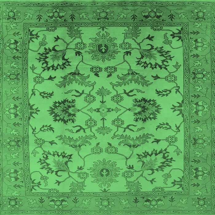 Square Oriental Emerald Green Traditional Rug, urb2884emgrn