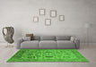 Machine Washable Oriental Green Traditional Area Rugs in a Living Room,, wshurb2884grn