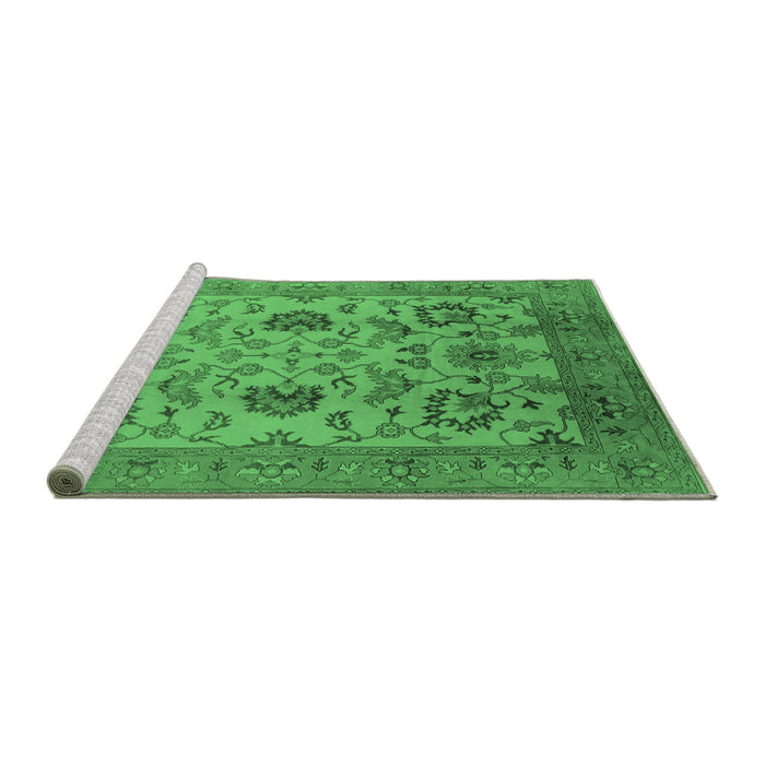 Sideview of Machine Washable Oriental Emerald Green Traditional Area Rugs, wshurb2884emgrn