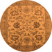 Round Oriental Orange Traditional Rug, urb2884org