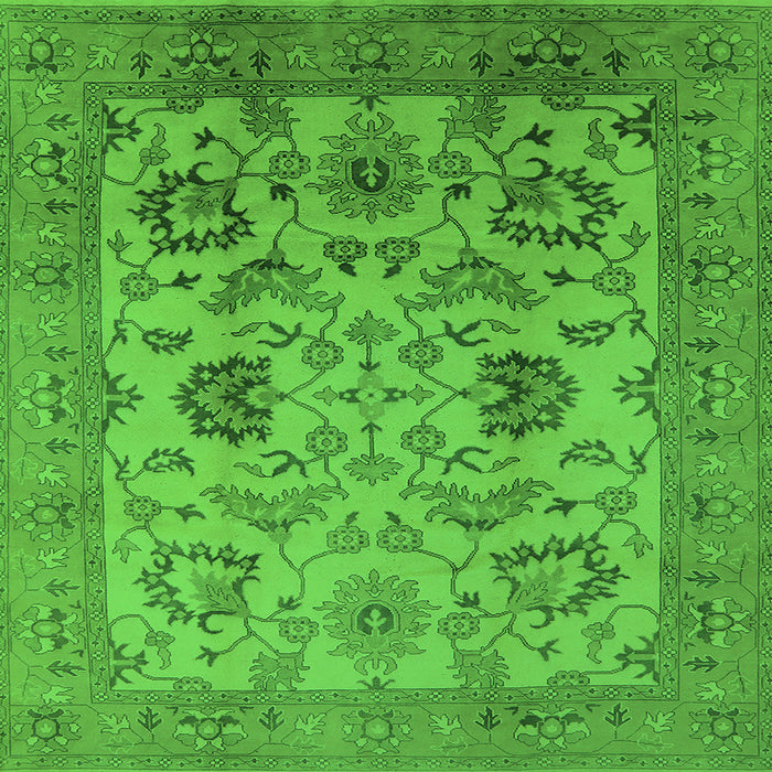 Square Oriental Green Traditional Rug, urb2884grn