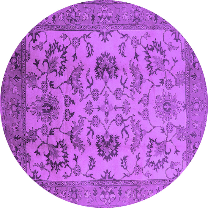 Round Oriental Purple Traditional Rug, urb2884pur