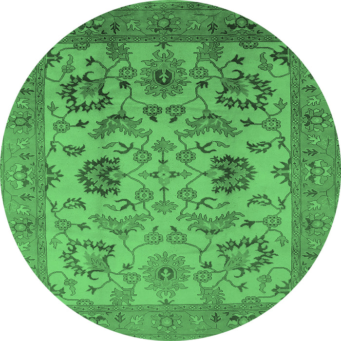 Round Oriental Emerald Green Traditional Rug, urb2884emgrn