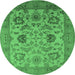 Round Oriental Emerald Green Traditional Rug, urb2884emgrn