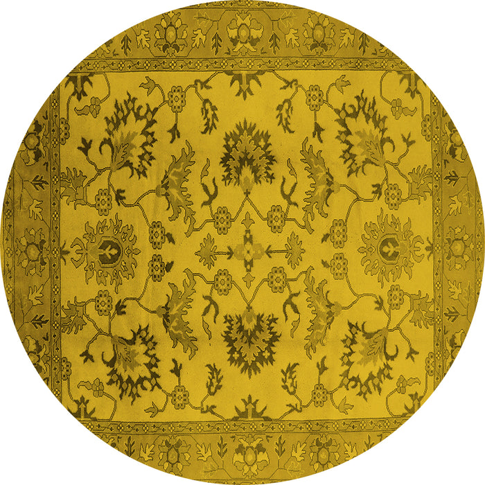 Round Oriental Yellow Traditional Rug, urb2884yw