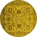 Round Oriental Yellow Traditional Rug, urb2884yw