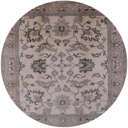 Round Mid-Century Modern Puce Purple Oriental Rug, urb2884