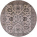 Round Mid-Century Modern Puce Purple Oriental Rug, urb2884