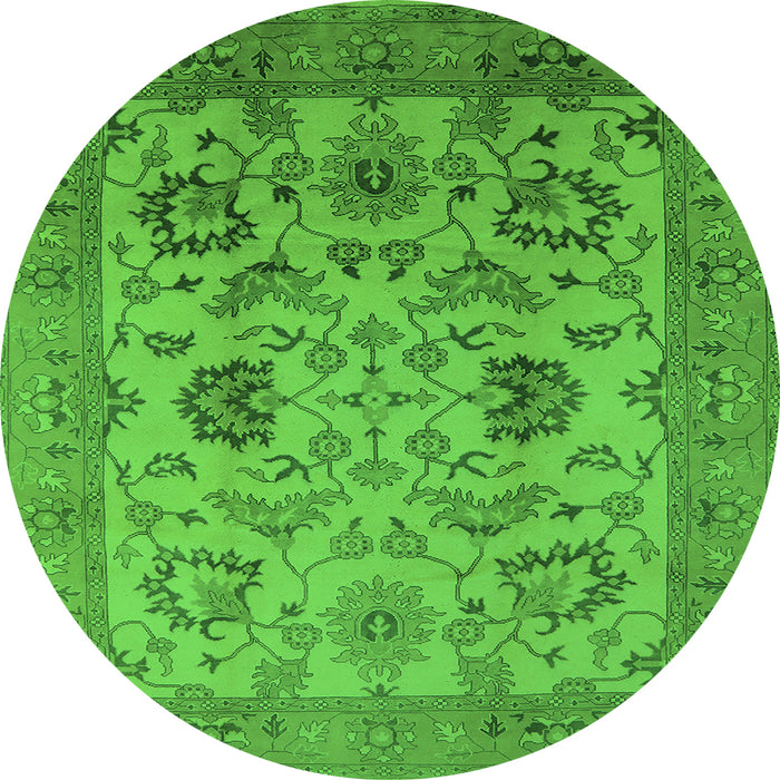 Round Oriental Green Traditional Rug, urb2884grn