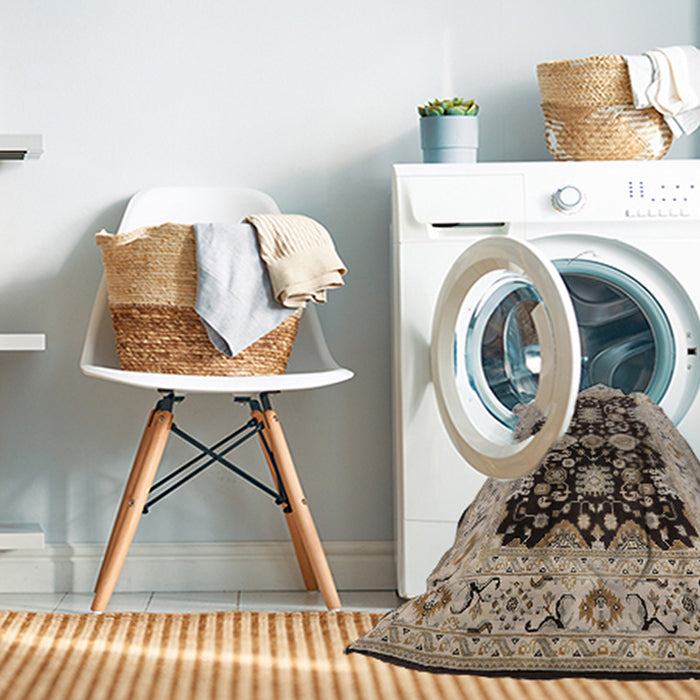 Machine Washable Industrial Modern Dark Brown Rug in a Washing Machine, wshurb2885