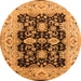 Round Oriental Orange Traditional Rug, urb2885org