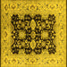 Square Machine Washable Oriental Yellow Traditional Rug, wshurb2885yw