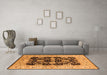 Machine Washable Oriental Orange Traditional Area Rugs in a Living Room, wshurb2885org