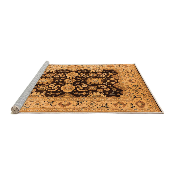 Sideview of Machine Washable Oriental Orange Traditional Area Rugs, wshurb2885org