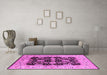 Machine Washable Oriental Pink Traditional Rug in a Living Room, wshurb2885pnk