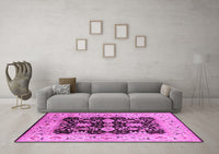 Machine Washable Oriental Pink Traditional Rug, wshurb2885pnk