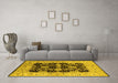 Machine Washable Oriental Yellow Traditional Rug in a Living Room, wshurb2885yw