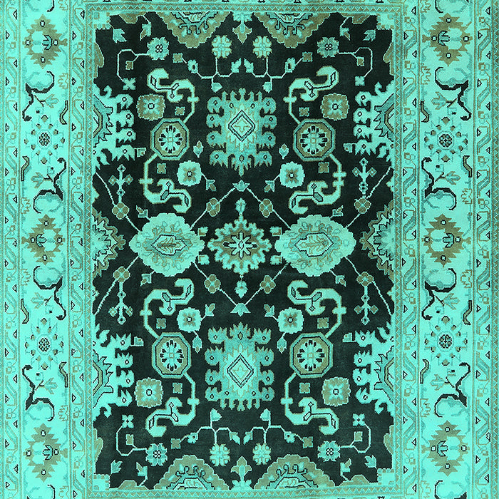 Machine Washable Oriental Turquoise Traditional Area Rugs, wshurb2885turq