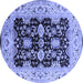 Round Oriental Blue Traditional Rug, urb2885blu