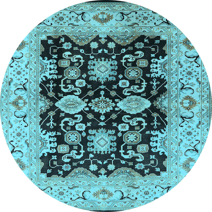 Round Oriental Light Blue Traditional Rug, urb2885lblu