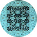 Round Oriental Light Blue Traditional Rug, urb2885lblu