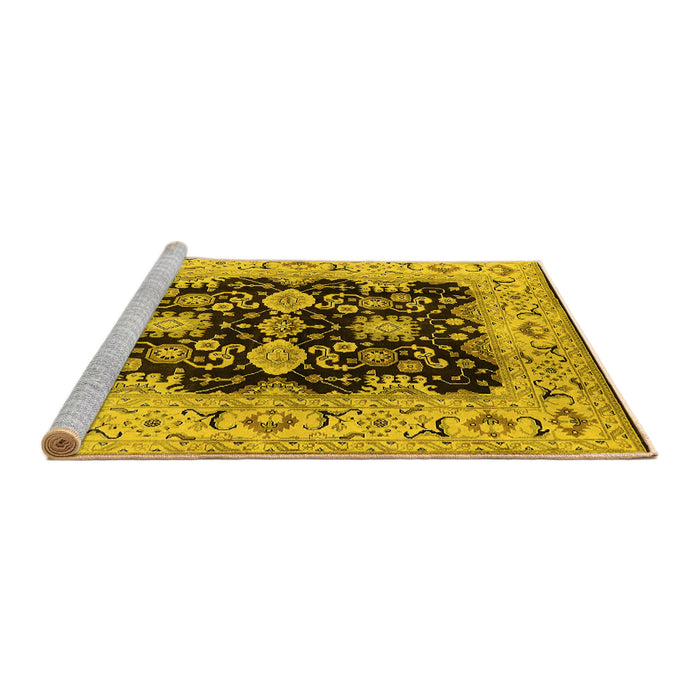 Sideview of Machine Washable Oriental Yellow Traditional Rug, wshurb2885yw