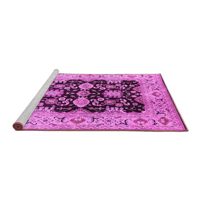 Sideview of Machine Washable Oriental Pink Traditional Rug, wshurb2885pnk