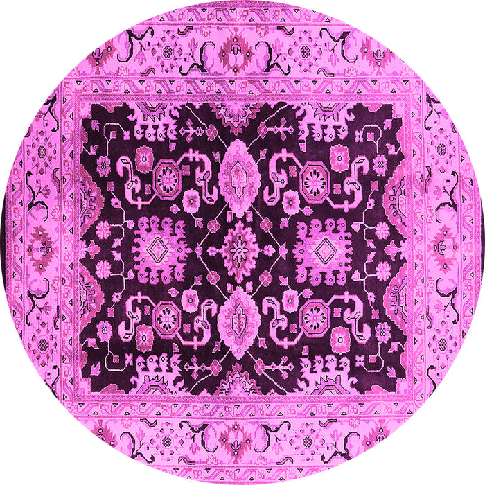 Round Machine Washable Oriental Pink Traditional Rug, wshurb2885pnk