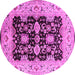 Round Machine Washable Oriental Pink Traditional Rug, wshurb2885pnk