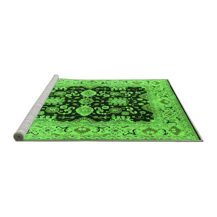 Sideview of Machine Washable Oriental Green Traditional Area Rugs, wshurb2885grn