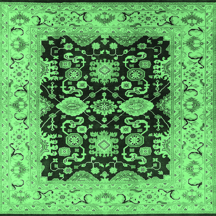 Square Oriental Emerald Green Traditional Rug, urb2885emgrn