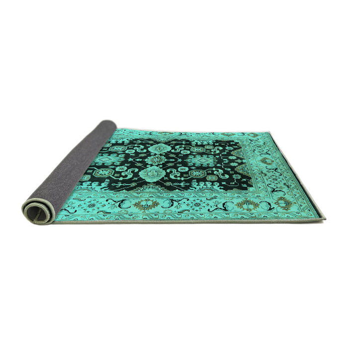 Sideview of Oriental Turquoise Traditional Rug, urb2885turq