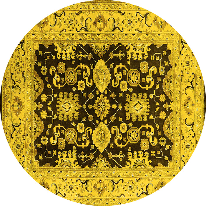 Round Oriental Yellow Traditional Rug, urb2885yw