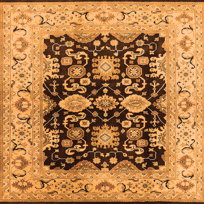 Square Oriental Orange Traditional Rug, urb2885org