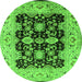 Round Oriental Green Traditional Rug, urb2885grn