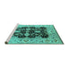 Sideview of Machine Washable Oriental Turquoise Traditional Area Rugs, wshurb2885turq