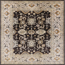 Square Machine Washable Industrial Modern Dark Brown Rug, wshurb2885