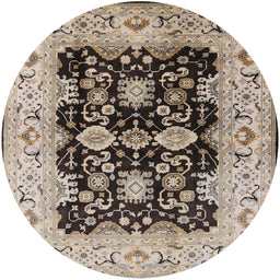 Round Machine Washable Industrial Modern Dark Brown Rug, wshurb2885