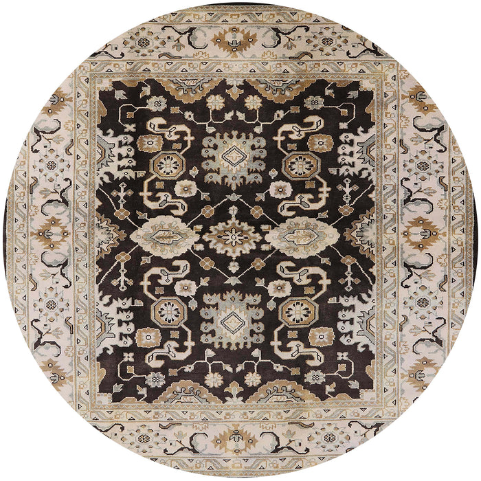 Round Machine Washable Industrial Modern Dark Brown Rug, wshurb2885